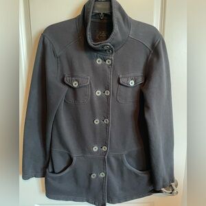 Prana Charcoal cotton knit sweatshirt Utility Peacoat Jacket